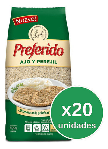 Pan Rallado Preferido Ajo Y Perejil 500grs X20u 1