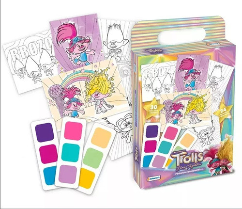 Pintando Con Acuarelas Trolls +24 Colores Original Lelab 0