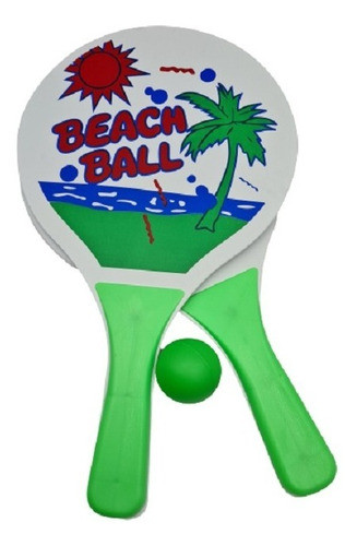 Juego 2 Paletas Raqueta Pelota Paleta Playa Camping 31 Cm 0