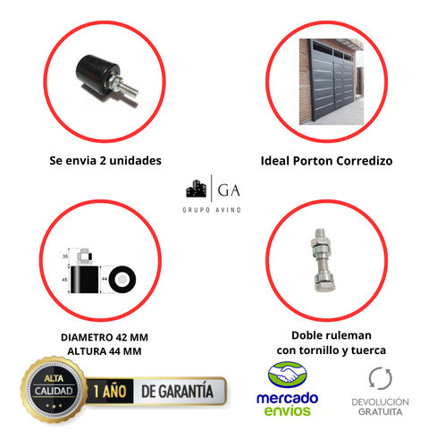 Rueda Porton Corredizo Con Ruleman .x2!! 1