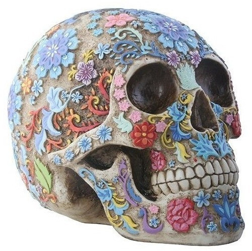 Calavera De Azucar Con Flores De Colores Para El Dia De Lo 0