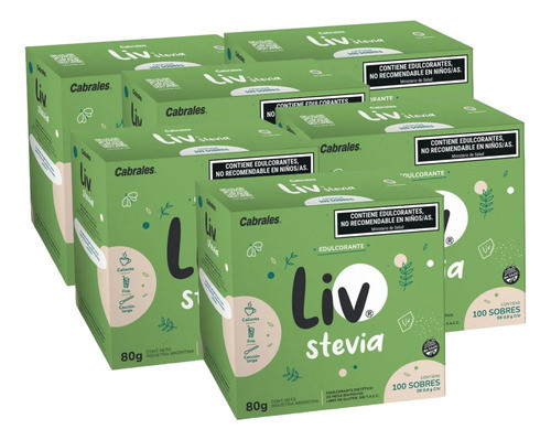 Edulcorante Stevia Liv Caja 100 Unidades Pack X6 0