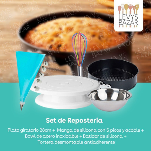 Kit Reposteria Plato Giratorio Tortera Desmontable Manga Pic 1