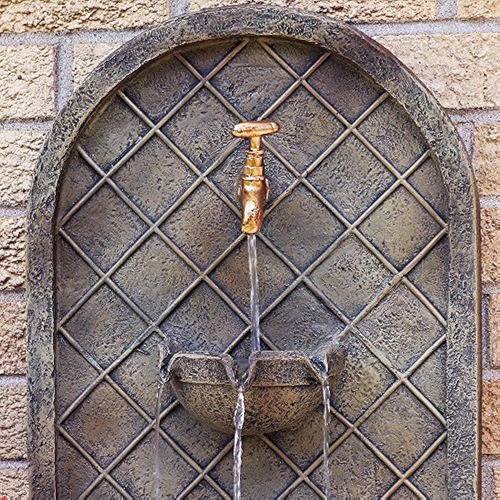 Sunnydaze Messina Outdoor Wall Water Fountain - Waterfall Wa 1