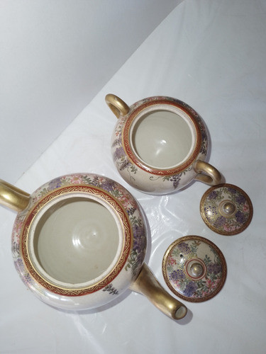 Antigua Tetera Y Azucarera Satsuma,pintada A Mano.de Colecc! 1