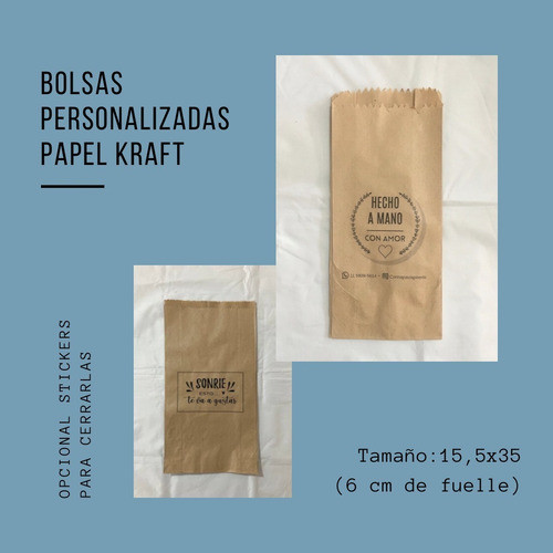 Bolsas Papel Kraft/madera Personalizadas X 40 Unid (15,5x35) 1