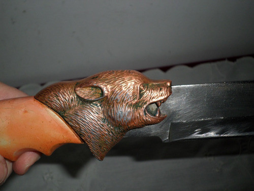 Antiguo Cuchillo Cabeza De Oso Usa Acero Inoxidable 33 Cm 0