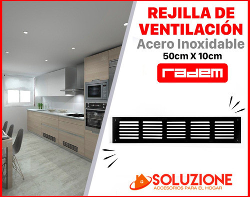 Rejillas Ventilación Muebles Hogar Acero Inox. 50 X 10 Negro 1