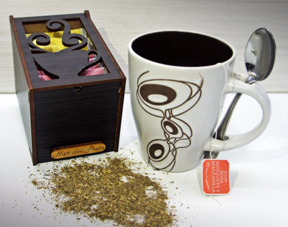 10 Cajas De Te Madera 2 Divisiones Souvenir  Fibrofacil C/té 0