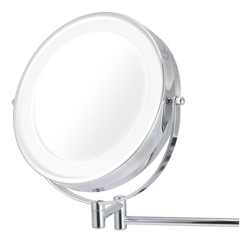 Espejo Para Maquillaje Led Pared Aumento X5 Doble Faz Metal 0