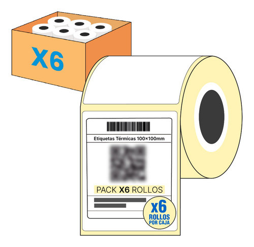 Etiquetas Termicas Autoadhesivas 100 X 100 Mm X 6 Rollos 0
