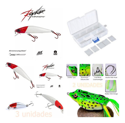 5 Señuelos Big Fish  5 A 7 Cm C/triple +  Regalo Caja Pesca 0