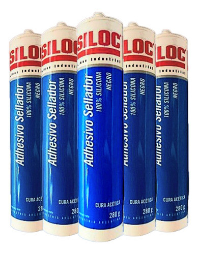 Adhesivo Siloc Silicona 100% Cura Acetica Negro 280g  X 6un 0