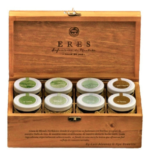 Eres Infusiones Montaña Caja Madera Tea Caddy X8 Frascos Te 0