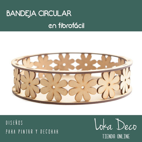 Bandeja Circular Calada Corte Laser Fibrofácil 19cm Diametro 1