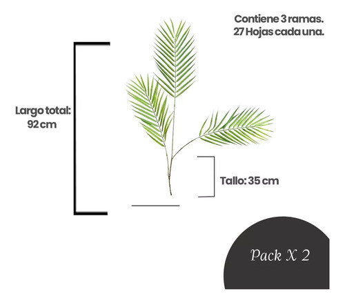 Planta Artificial Hoja De Palmera Vara De Palma Pack X2 1