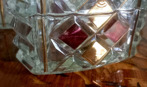 Antiguo Juego De Toilette Tocador En Vidrio Prensado 1