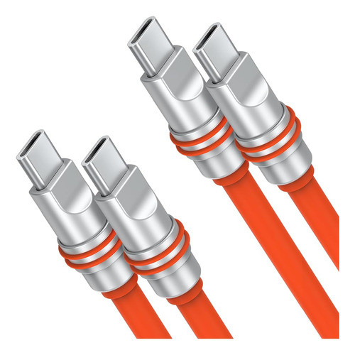 Hichain Pack De 2 Cable De Cargador Usb C Naranja 6.5 Pies, 0