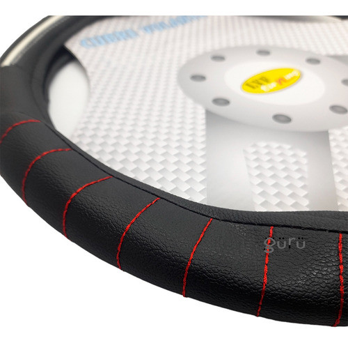 Cubre Volante Cuerina 38cm Diámetro Con Costura Roja 1