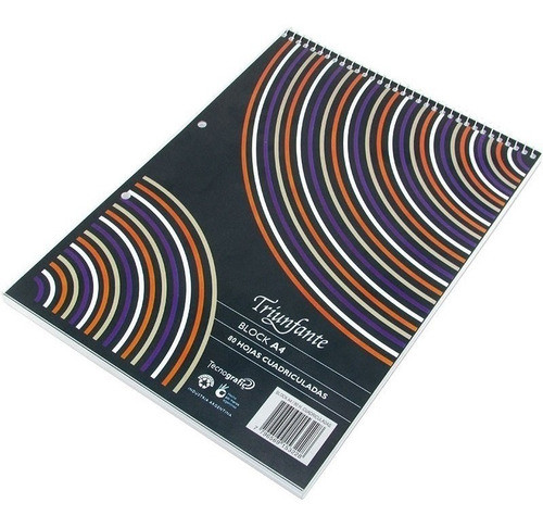 Block Triunfante Tamaño A6 80 Hojas Cuadriculadas C/espiral 0