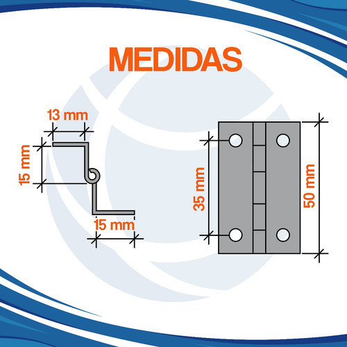 Bisagra Pestaña N°3 Puerta Muebles Zincado Azul - X25 Uni 1