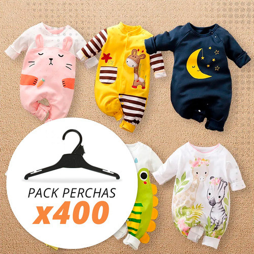 400 Perchas De Plastico Bebe 25 Cm Ropa Infantil Premium 1