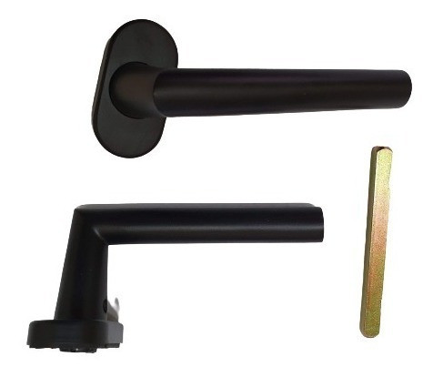 Manija Puerta Picaporte Doble Balancin Casiopea Negra Oval 1