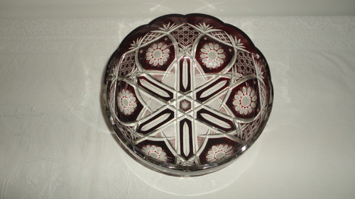 Fino Centro De Cristal Baccarat Antiguo Rubi Grande Vealo 1