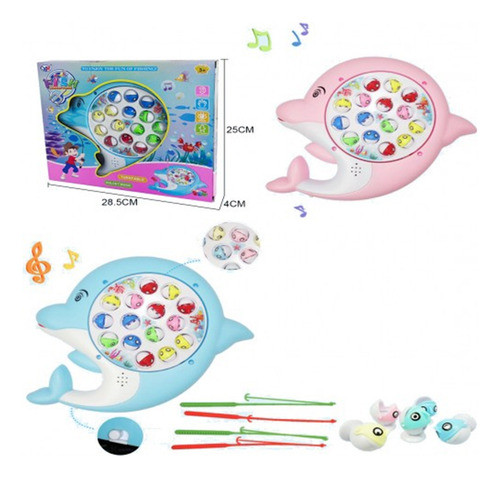 Juego De Pesca 15 Peces Y 4 Cañas Pe01 Rosa 1