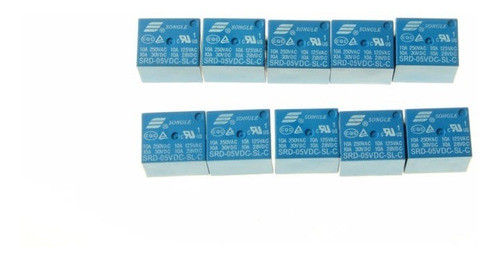 10pcs Potencia Mini Relé 5v Dc Srd-5vdc-sl-c Pcb Tipo Usa En 0