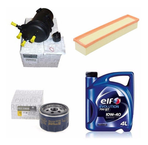 Kit Filtros + Aceite Elf 10w40 Renault Clio 2 K9k 1.5 Dci 0