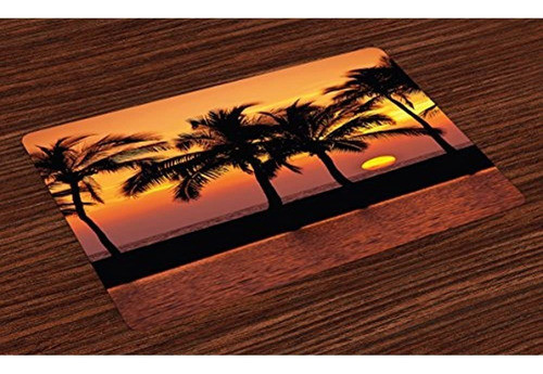 Palmera Manteles Individuales Juego De 4 Por Lunarable Carib 0