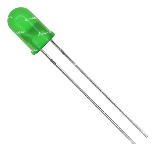 Led 5mm Standard Verde 22mcd 110º Difuso Pack X10 0
