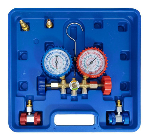 Manifold Bronce R22-r32-r410a-r404a + 3 Mangueras + Acople 1