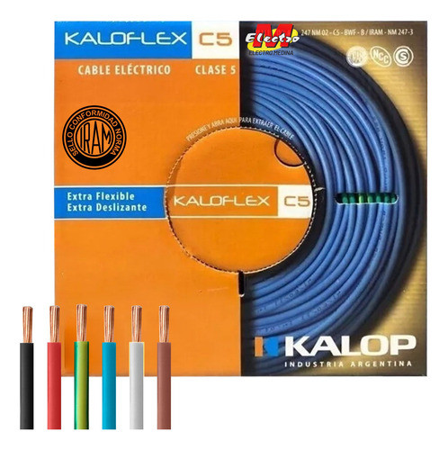 Cable Unipolar Kalop 2,5mm X100mt Cat 5 Iram Electro Medina 0