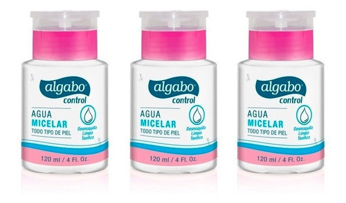 Agua Micelar Algabo Con Dispenser Dosificador 120ml X 3u 0