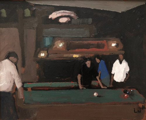 Jorge Alio - Oleo Original - En El Billar 0