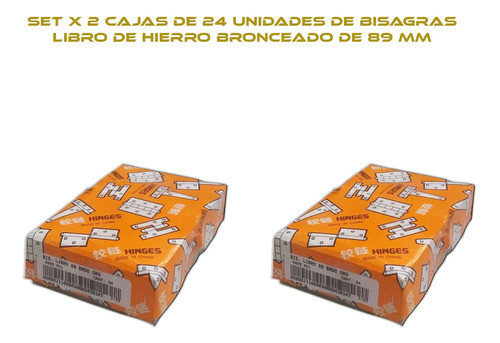 Bisagra Libro Hierro Bronceado - 89mm - 2 Cajas X24 U. - Fdn 1