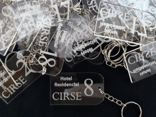 50 Llaveros Acrilico Hotel - Personalizados + Aro Metálico 1