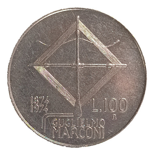 Italia 100 Liras 1974 Excelente Km 102 100 Años De Marconi 0