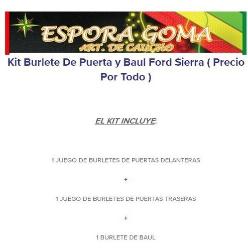 Kit Burlete De Puerta Y Baul Ford Sierra ( Precio Por Todo ) 1
