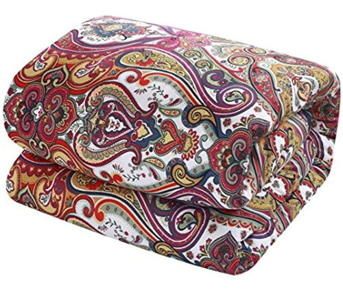 Juego De Edredón Reversible Estilo Mumbai Colección Paisley 0