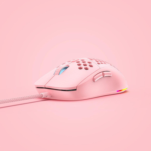 Mouse Ratón Ultraliviano. Rosado. Diseño Panal. Ergonómico 1