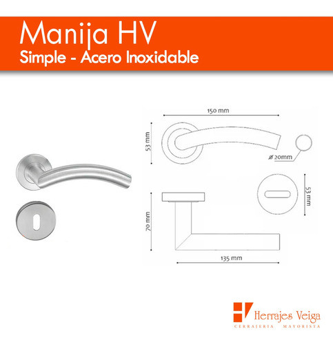 Manija Puerta Picaporte Curva Acero Inoxidable Doble T.toshi 1