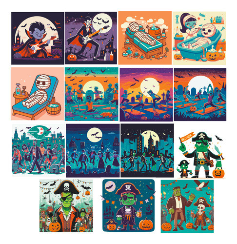 Set Digital 15 Imágenes Imprimibles Clipart Halloween 2 0