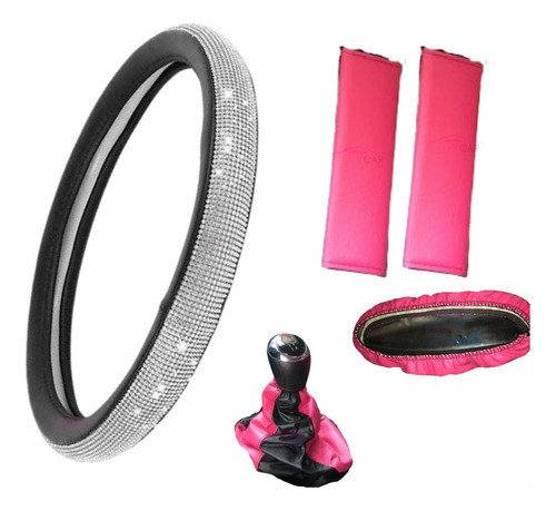 Cubre Volante Cuerina Strass+ C/cint.+ C/palanca+ C/espejo 0