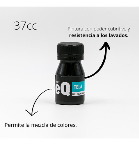 Pintura Para Tela Eq Arte Blanco Y Negro 6 X37cc 1