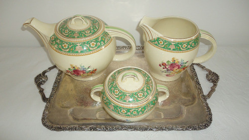 Tetera Azucarero Y Jarra Inglesa Antigua Gran Diseño Mirala 1