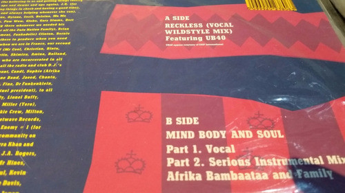 Afrika Bambaataa Feat Ub40 Reckless Vinilo Maxi Europe 1988 1