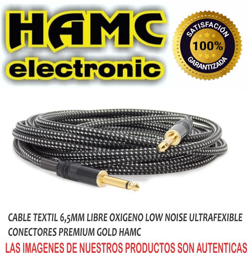 Cable Guitarra Electrica Bajo Plug De Lujo Textil 6 Mts Hamc 1